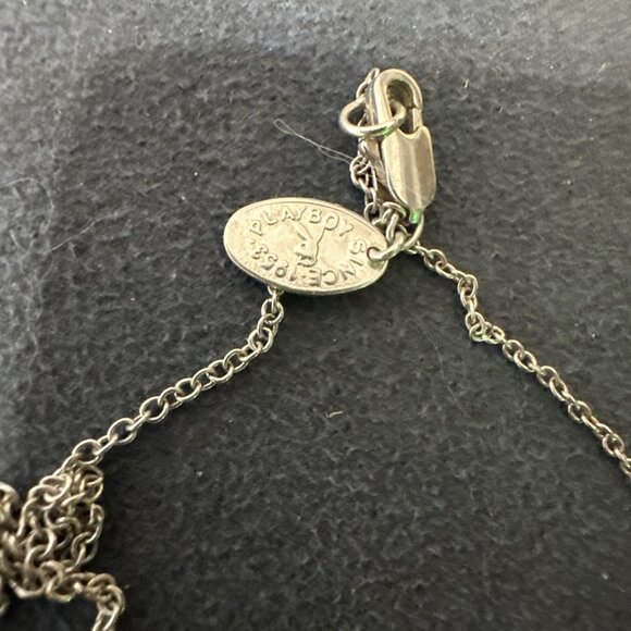 PLAYBOY BUNNY Vintage Miss June Silver Tone Necklace Rare - Picture 2 of 3